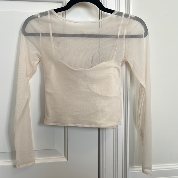 Long-Sleeve Mesh Corset Top - Picture 5 of 7